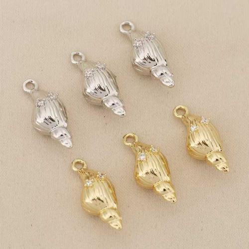 Strass Messing Anhänger, Strandschnecke, plattiert, DIY & mit Strass, keine, 12PCs/Tasche, verkauft von Tasche