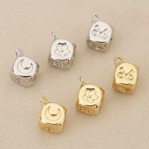 Brass Jewelry Pendants, Dice, plated, DIY, more colors for choice, nickel, lead & cadmium free, 10PCs/Bag, Sold By Bag