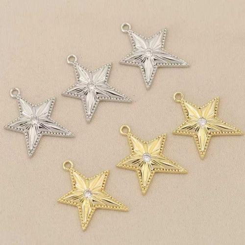 Strass Messing Anhänger, Stern, plattiert, DIY & mit Strass, keine, frei von Nickel, Blei & Kadmium, 10PCs/Tasche, verkauft von Tasche