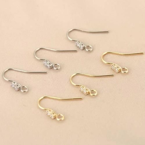 Gancho de Metal para Pendientes, chapado, Joyería & micro arcilla de zirconia cúbica, más colores para la opción, libre de níquel, plomo & cadmio, 10PCs/Bolsa, Vendido por Bolsa