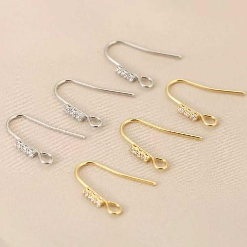 Brass Hook Earwire, plated, fashion jewelry & with rhinestone, more colors for choice, nickel, lead & cadmium free, 10PCs/Bag, Sold By Bag