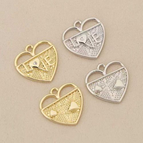 Rhinestone Brass Pendants, Heart, plated, DIY & with rhinestone, more colors for choice, nickel, lead & cadmium free, 10PCs/Bag, Sold By Bag