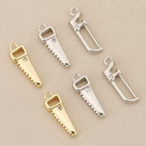 Rhinestone Brass Pendants, Saw, plated, DIY & with rhinestone, more colors for choice, nickel, lead & cadmium free, 10PCs/Bag, Sold By Bag