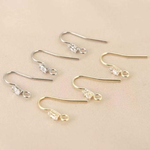 Brass Hook Earwire, plated, DIY & micro pave cubic zirconia, more colors for choice, nickel, lead & cadmium free, 10PCs/Bag, Sold By Bag