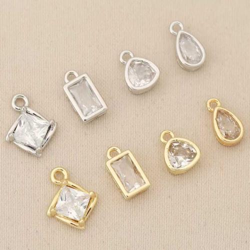 Cubic Zirconia Micro Pave Brass Pendant, plated, DIY & micro pave cubic zirconia, more colors for choice, nickel, lead & cadmium free, 10PCs/Bag, Sold By Bag