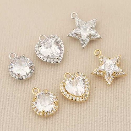 Rhinestone Brass Pendants, plated, DIY & with rhinestone, more colors for choice, nickel, lead & cadmium free, 10PCs/Bag, Sold By Bag