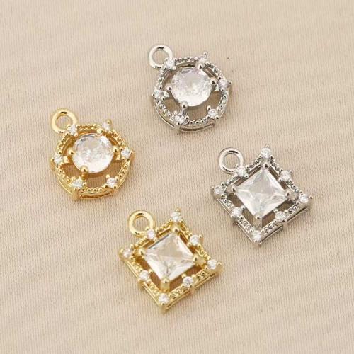 Cubic Zirconia Micro Pave Brass Pendant, plated, DIY & micro pave cubic zirconia, more colors for choice, nickel, lead & cadmium free, 10PCs/Bag, Sold By Bag
