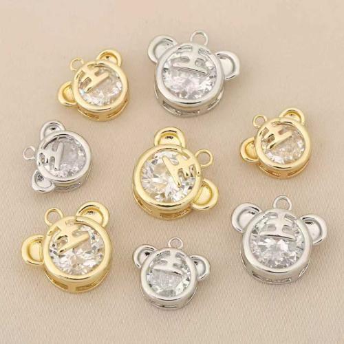 Cubic Zirconia Micro Pave Brass Pendant, plated, DIY & micro pave cubic zirconia, more colors for choice, nickel, lead & cadmium free, 10PCs/Bag, Sold By Bag