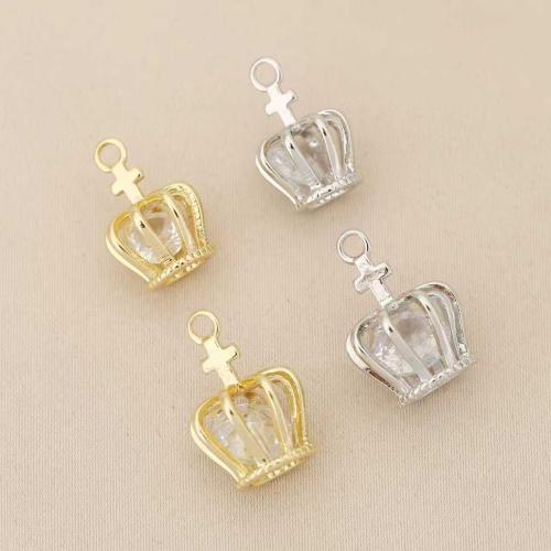 Rhinestone Brass Pendants, Crown, plated, DIY & with rhinestone, more colors for choice, nickel, lead & cadmium free, 10PCs/Bag, Sold By Bag