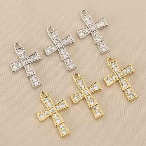 Cubic Zirconia Micro Pave Brass Pendant, Cross, plated, DIY & micro pave cubic zirconia, more colors for choice, nickel, lead & cadmium free, 10PCs/Bag, Sold By Bag
