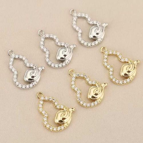 Rhinestone Brass Pendants, Calabash, plated, DIY & with rhinestone & hollow, more colors for choice, nickel, lead & cadmium free, 10PCs/Bag, Sold By Bag