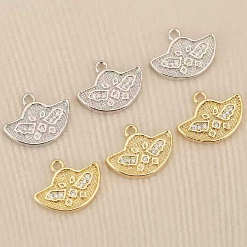 Cubic Zirconia Micro Pave Brass Pendant, Butterfly, plated, DIY & micro pave cubic zirconia, more colors for choice, nickel, lead & cadmium free, 10PCs/Bag, Sold By Bag