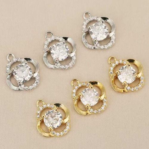 Rhinestone Brass Pendants, Flower, plated, DIY & with rhinestone & hollow, more colors for choice, nickel, lead & cadmium free, 10PCs/Bag, Sold By Bag