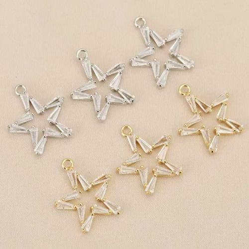 Cubic Zirconia Micro Pave Brass Pendant, Star, plated, DIY & micro pave cubic zirconia & hollow, more colors for choice, nickel, lead & cadmium free, 10PCs/Bag, Sold By Bag