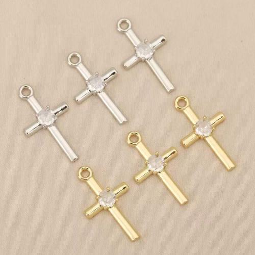Rhinestone Brass Pendants, Cross, plated, DIY & with rhinestone, more colors for choice, nickel, lead & cadmium free, 10PCs/Bag, Sold By Bag