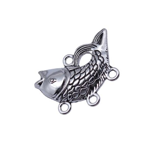Animal Tibetan Style Connector, Fish, plated, DIY, 10PCs/Bag, Sold By Bag