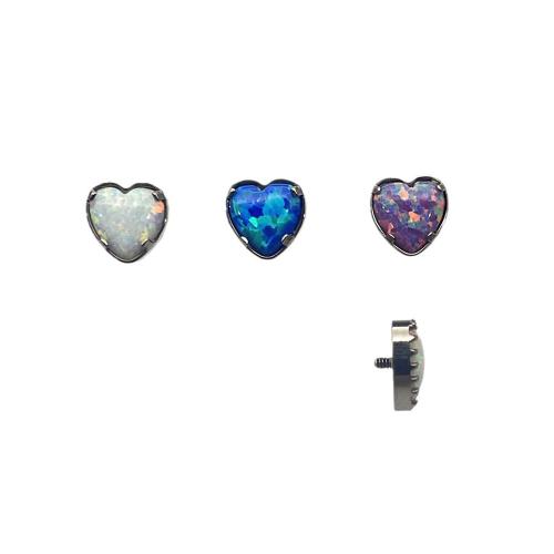 Titanium Alloy Piercing Earring Findings, with Opal, Heart, Unisex & different size for choice, more colors for choice, 5.30x5.30mm, Sold By PC