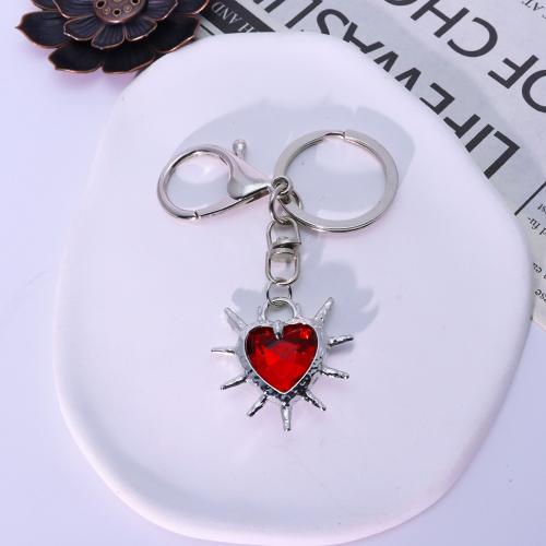 Llaveros, aleación de zinc, Corazón, chapado en color dorado, Joyería & con diamantes de imitación, más colores para la opción, Vendido por UD