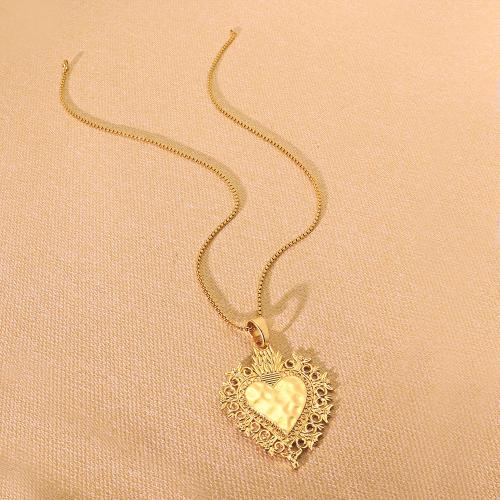 Collier en alliage de zinc Pull, coeur, Placage de couleur d'or, bijoux de mode, doré, Vendu par PC