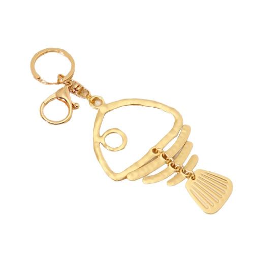 Bag Purse Charms Keyrings Keychains, Tibetan Style, Fish Bone, gold color plated, fashion jewelry & hollow, golden, Sold By PC