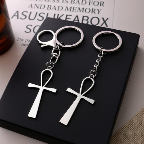 Bag Purse Charms Keyrings Keychains, Tibetan Style, Cross, gold color plated, fashion jewelry, silver color, Sold By PC