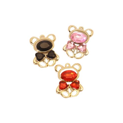Подвески Цинкового Сплава Горного Хрусталя, цинковый сплав, Медведь, плакирован золотом, DIY & со стразами, Много цветов для выбора, продается PC