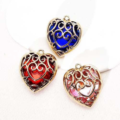 Colgantes de Cristal, aleación de zinc, con Cristal, Corazón, chapado en color dorado, Bricolaje, más colores para la opción, Vendido por UD