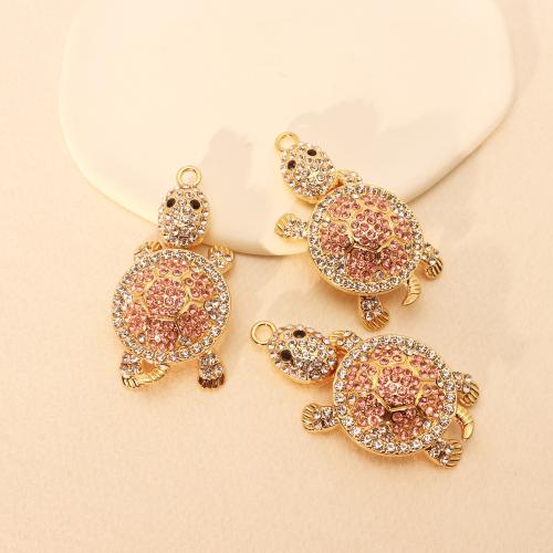 Tibetan Style Rhinestone Pendants, Turtle, gold color plated, DIY & with rhinestone, more colors for choice, Sold By PC