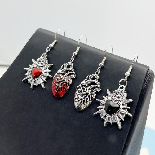 Tibetan Style Drop Earrings, Heart, gold color plated, fashion jewelry & enamel, more colors for choice, Sold By Pair