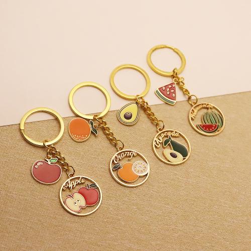 Bag Purse Charms Keyrings Keychains, Tibetan Style, Fruit, gold color plated, fashion jewelry & enamel, more colors for choice, Sold By PC