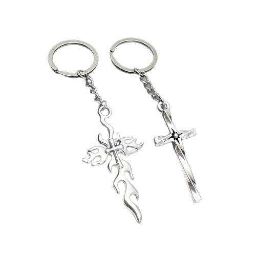 Bag Purse Charms Keyrings Keychains, Tibetan Style, Cross, gold color plated, fashion jewelry, silver color, Sold By PC