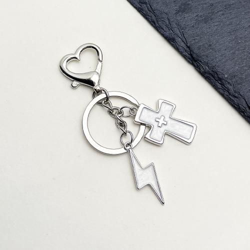 Bag Purse Charms Keyrings Keychains, Tibetan Style, Cross, gold color plated, fashion jewelry & enamel, more colors for choice, Sold By PC