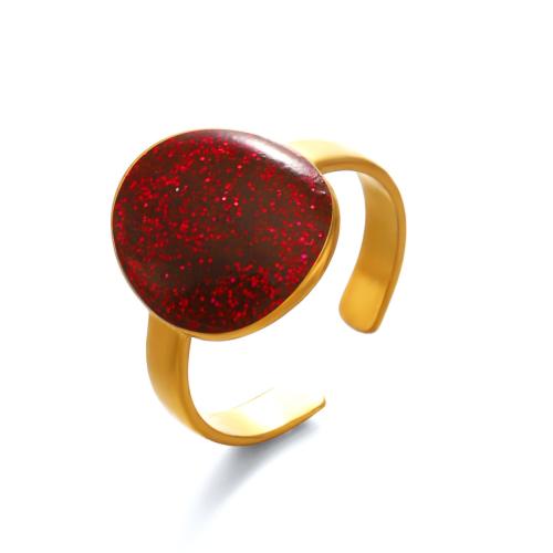 Enamel Stainless Steel Finger Ring, 304 Stainless Steel, 18K gold plated, fashion jewelry & for woman, more colors for choice, Sold By PC