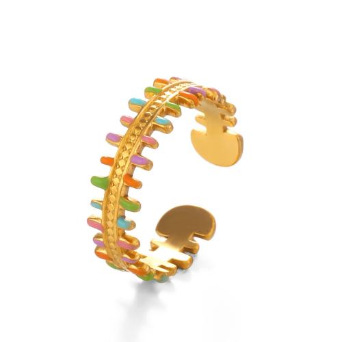 Emaille Rostfreier Edelstahl Fingerring, 304 Edelstahl, 18K vergoldet, Modeschmuck & für Frau, keine, verkauft von PC