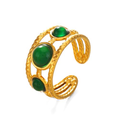 Stainless Steel Finger Ring, 304 Stainless Steel, with Resin, 18K gold plated, fashion jewelry & for woman & hollow, more colors for choice, Sold By PC