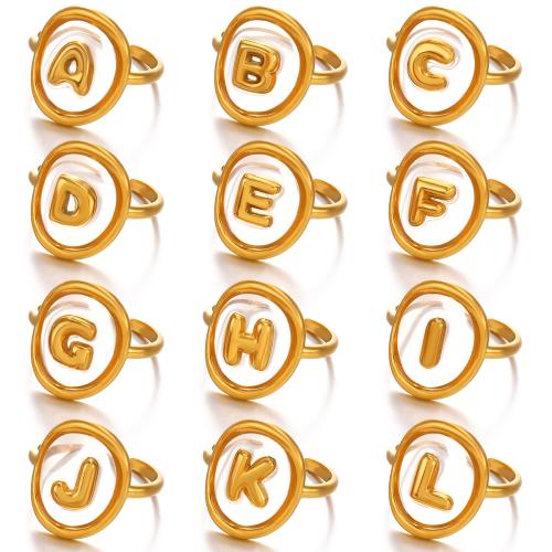 Stainless Steel Finger Ring, 304 Stainless Steel, with Resin, plated, fashion jewelry & different designs for choice & for woman, golden, Sold By PC