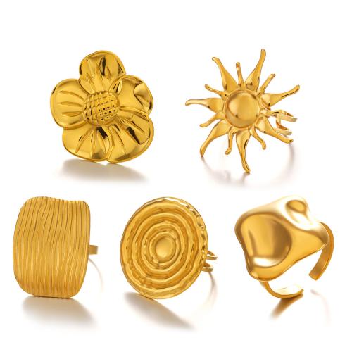 Edelstahl Ringe, 304 Edelstahl, 18K vergoldet, Modeschmuck & verschiedene Stile für Wahl & für Frau, verkauft von PC