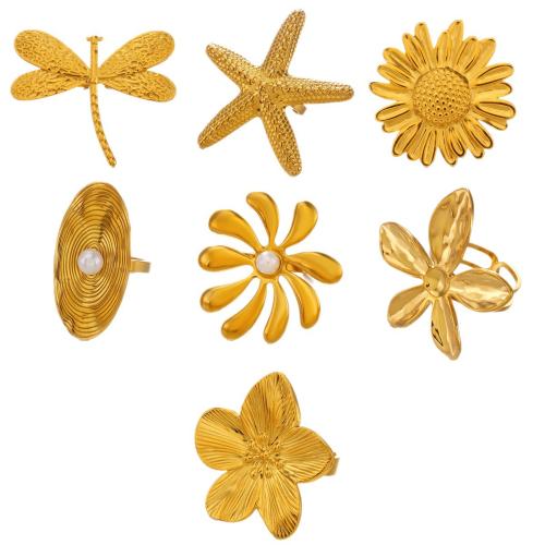 Stainless Steel Finger Ring, 304 Stainless Steel, plated, fashion jewelry & different styles for choice & for woman, golden, Sold By PC