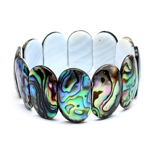 Bracelet bijoux coquillage, coquille d'ormeau, bijoux de mode, couleurs mélangées, 28x16mm, Vendu par paire
