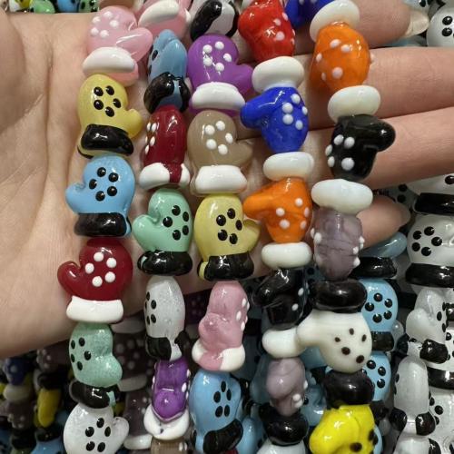 Perles murano de Noël, chalumeau, gant de noël, DIY & émail, plus de couleurs à choisir, 15x17mm, 20PC/sac, Vendu par sac