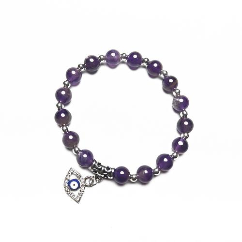 Bracelets de pierres précieuses, Pierre naturelle, avec Acier inoxydable 304 & alliage de zinc, bijoux de mode, plus de couleurs à choisir, 8mm, Longueur:19 cm, Vendu par PC