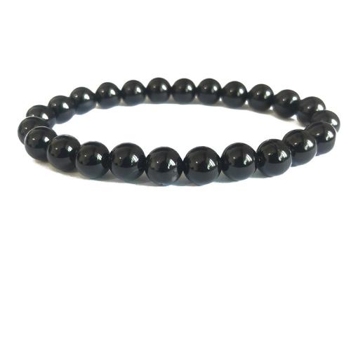 Black Agate Bracelets, fashion jewelry, black, 8mm, Length:18 cm, Sold By PC