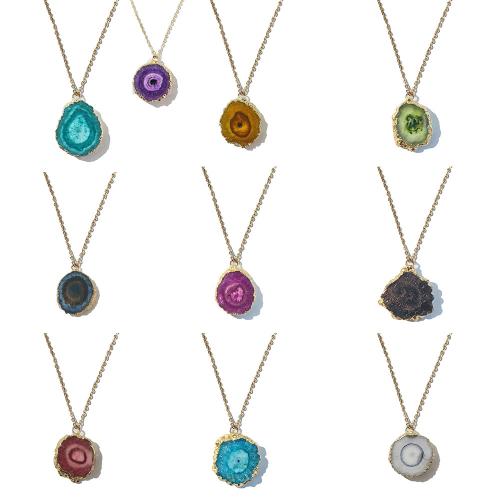 Quartz Gemstone Pendants, gold color plated, DIY, more colors for choice, 20-30mm, Sold By PC