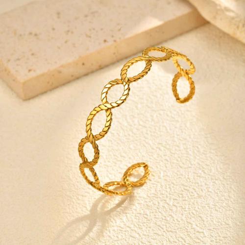 Stainless Steel Bangle, 304 Stainless Steel, plated, fashion jewelry & for woman & hollow, golden, Sold By PC