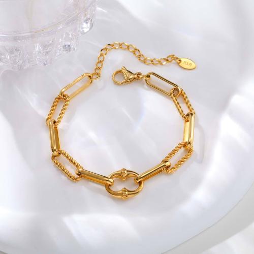 Stainless Steel Jewelry Bracelet, 304 Stainless Steel, Vacuum Plating, fashion jewelry & for woman, golden, Sold By PC