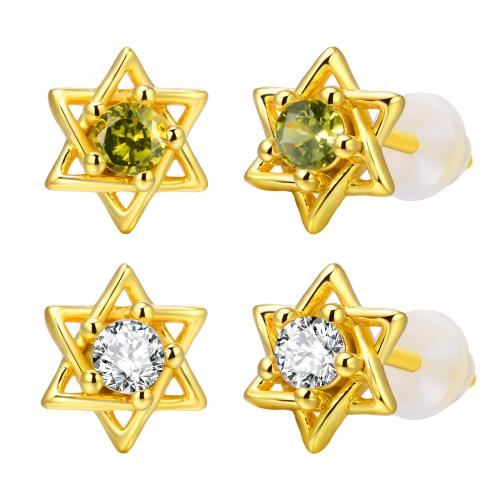 Cubic Zirconia Micro Pave Brass Earring, with Cubic Zirconia, plated, fashion jewelry & for woman, golden, Sold By Pair