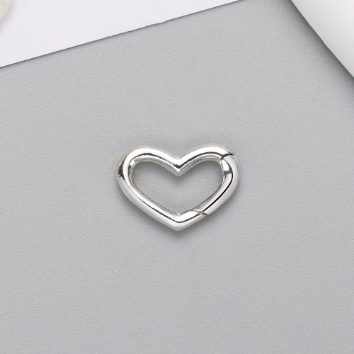 925 Sterling Silver Spring Buckle, Heart, DIY & hollow, silver color, 15x11mm, Sold By PC