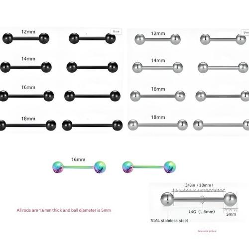 316L Stainless Steel Piercing Earring, plated, fashion jewelry & Unisex, mixed colors, 18PCs/Set, Sold By Set