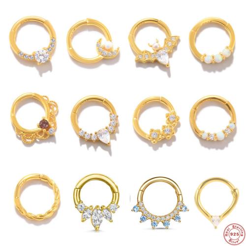 925 Sterling Silver Nose Piercing Jewelry, Unisex & different styles for choice & micro pave cubic zirconia, Sold By PC
