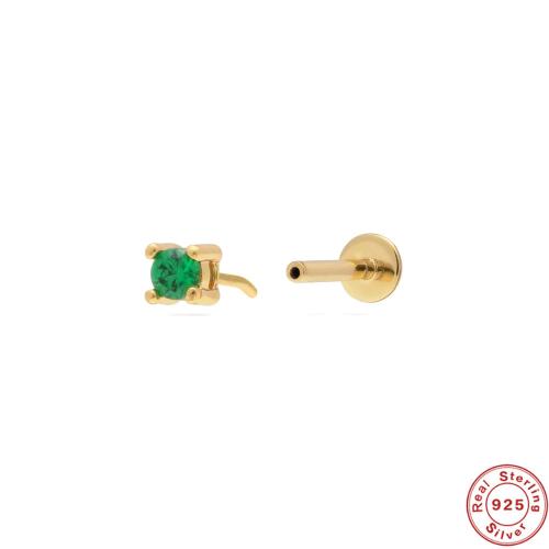 Argent sterling 925 piercing oreille, unisexe & styles différents pour le choix & pavé de micro zircon, Vendu par PC